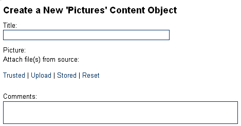 Create a New Pictures Content Object