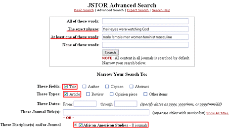 JSTOR Advanced Search