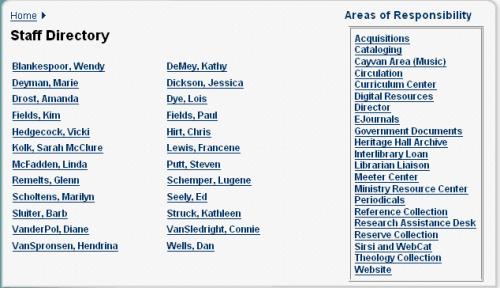 Hekman Library Staff Directory