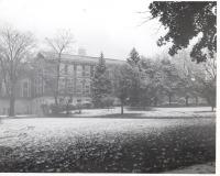 Administration Building in snowstorm