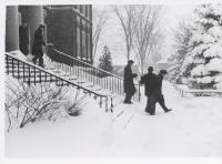 Leaving the Administration Building