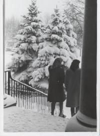 Leaving the Administration Building